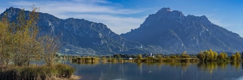 Neuschwanstein Castle near Hohenschwangau, Romantic Road, Ostallgaeu, Allgaeu, Bavaria, Germany,