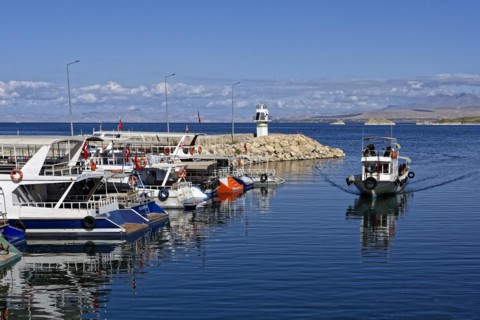 Pier to access to 10th century Akdamar Armenian Church of the Holy Cross, Akdamar Island, Turkey,