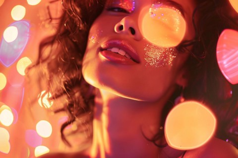 Close up of happy young woman dancing at nightclub. KI generiert, generiert, AI generated