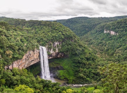 Beautiful view of Caracol Waterfall (Snail Waterfall), Canela- Rio Grande do Sul, Brazil, South