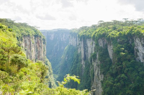 Beautiful landscape of Itaimbezinho Canyon and green rainforest, Cambara do Sul, Rio Grande do Sul,