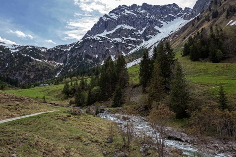 Gemstelbach, behind Widderstein, Gemsteltal, Mittelberg, Kleinwalsertal, Vorarlberg, Allgaeu Alps,