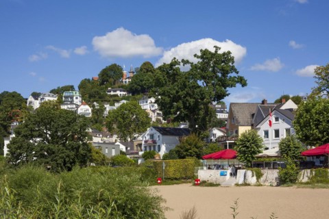 Suellberg with Elbufer with villas and residential buildings, Blankenese district, Hamburg,