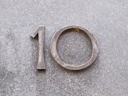 House number plate, number 10, digit, anniversary, birthday, North Rhine-Westphalia, Germany,