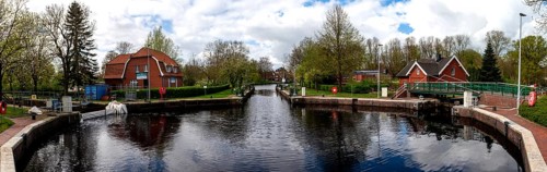 Boiler lock, central round chamber, panorama, Emden, East Frisia, Lower Saxony, Germany, Europe