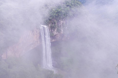 Beautiful view of Caracol Waterfall (Snail Waterfall), Canela- Rio Grande do Sul, Brazil, South