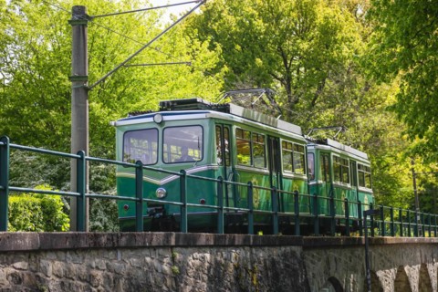 Drachenfelsbahn, Germany's oldest cog railway up the Drachenfels, a mountain in the Siebengebirge