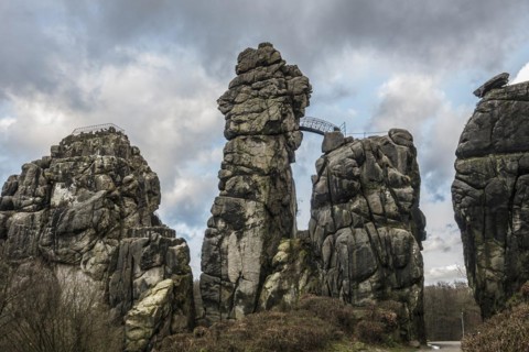 Externsteine, sandstone formation, Teutoburg Forest, Horn-Bad Meinberg, North Rhine-Westphalia,