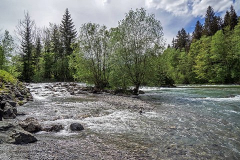Illersprung, confluence of the Trettach, Breitach and Stillach rivers, between Oberstdorf and Fish,