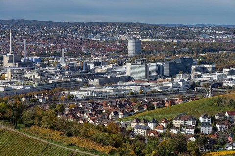 View of the Daimler Untertuerkheim plant, Untertuerkheim in the foreground, Stuttgart,