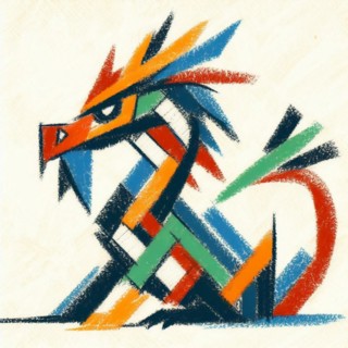 Abstract cubist style illustration of a lion with geometric shapes in vibrant colors, AI generated