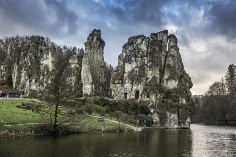 Externsteine, sandstone formation, Teutoburg Forest, Horn-Bad Meinberg, North Rhine-Westphalia,