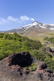Traces of a gas eruption beneath cooling lava, Villarrica Volcano, Villarrica National Park,