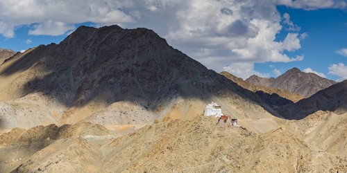 The Namgyal Tsemo Gompa monastery on Tsenmo Hill, a viewpoint over Leh, Ladakh, Jammu and Kashmir,