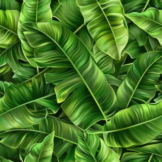 Seamless pattern of tropical banana leaves AI generated