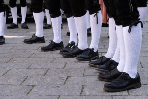 Opening of the Deggendorf Spring Festival 2024 on the upper town square, men in traditional