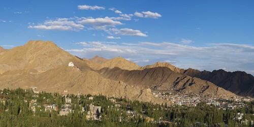 The Namgyal Tsemo Gompa monastery on Tsenmo Hill, a viewpoint over Leh, Ladakh, Jammu and Kashmir,