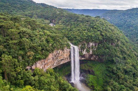 Beautiful view of Caracol Waterfall (Snail Waterfall), Canela- Rio Grande do Sul, Brazil, South