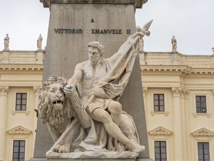 Monument Vittorio Emanuele II, detail, Piazza Italia, Sassari, Sardinia, Italy, Europe