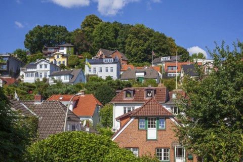 Suellberg with villas in the Treppenviertel, residential building, Blankenese district, Hamburg,