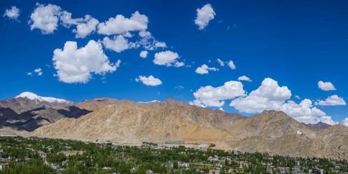 The Namgyal Tsemo Gompa monastery on Tsenmo Hill, a viewpoint over Leh, Ladakh, Jammu and Kashmir,