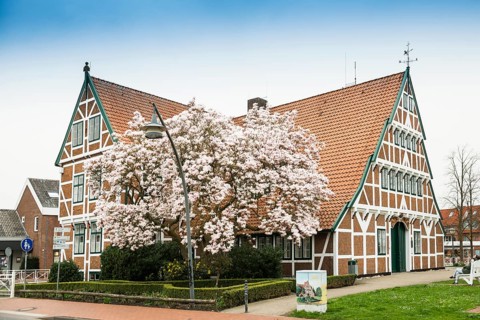 Half-timbered house, Jork, Altes Land, Lower Saxony, Germany, Europe