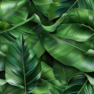Seamless pattern of tropical banana leaves AI generated