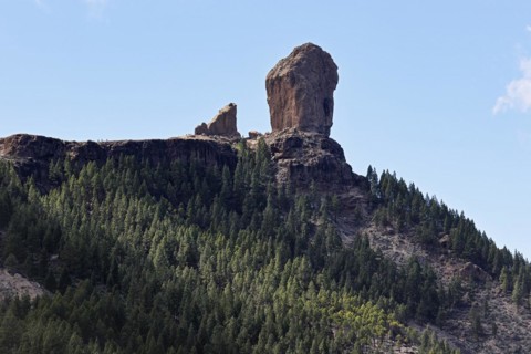 Mighty basalt rock Roque Nublo, also known as Cloud Rock, landmark and highest point of the island