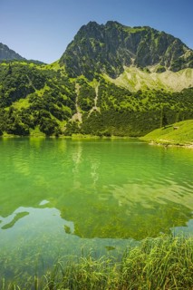 Lower Gaisalpsee, behind it the Rubihorn, 1957 m, Allgaeu Alps, Allgaeu, Bavaria, Germany, Europe