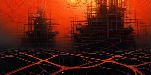 Ai generated conceptual illustration of a neuronal network with interconnected nodes pulsating in