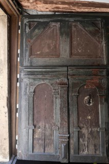 Half-timbered museum, front door, Schmalkalden, Thuringia, Germany, Europe