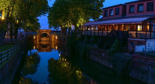 Old Siel with Sieltor and Restaurant Zum Alten Siel, Greetsiel, Krummhoern, East Frisia, Lower
