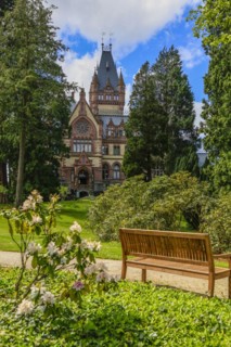 Drachenburg Castle, Drachenfels, mountain in the Siebengebirge mountains above the Rhine between