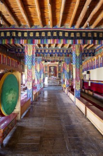 Dukhang, prayer and meeting room, Diskit Monastery, near Hunder, Nubra Valley, Ladakh, Jammu and