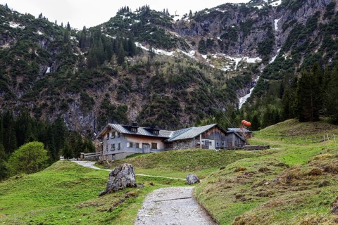 Hintere Gemstel-Huette, Gemsteltal, Mittelberg, Kleinwalsertal, Vorarlberg, Allgaeu Alps, Austria,