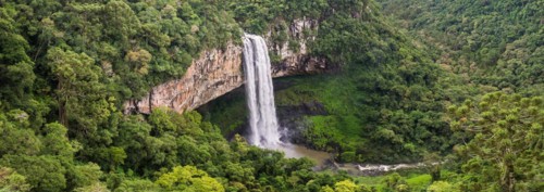 Beautiful view of Caracol Waterfall (Snail Waterfall), Canela- Rio Grande do Sul, Brazil, South