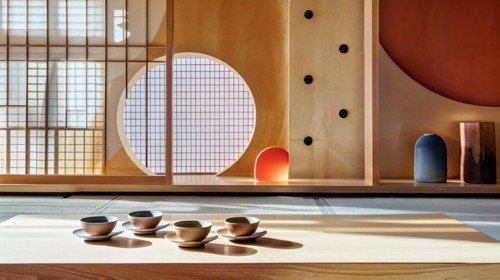 A contemporary reimagining of the traditional Japanese tea ceremony in a minimalist space that