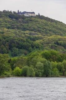 Petersberg overlooking the Rhine with Steigenberger Hotel, Koenigswinter, North Rhine-Westphalia,
