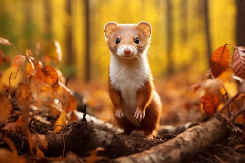 Weasel in forest. KI generiert, generiert, AI generated