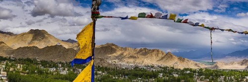 The Namgyal Tsemo Gompa monastery on Tsenmo Hill, a viewpoint over Leh, Ladakh, Jammu and Kashmir,