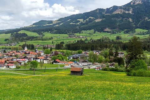 View of Fish im Allgaeu, Oberallgaeu, Allgaeu, Bavaria, Germanychen im Allgaeu