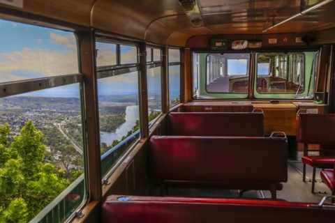 Drachenfelsbahn, Germany's oldest cog railway up the Drachenfels, a mountain in the Siebengebirge