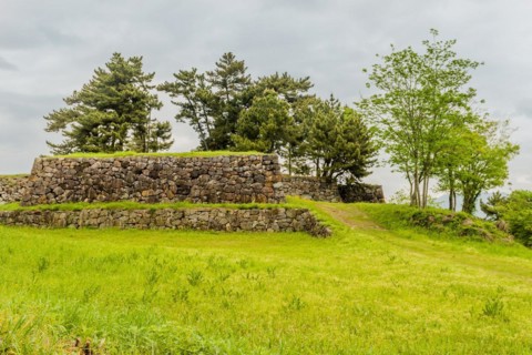 Remains of Japanese stone fortress under cloudy sky in Suncheon, South Korea, Asia