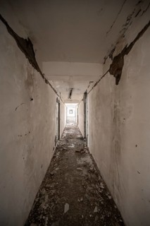 Abandoned, destroyed corridor, ghost town, Engilchek, Tian Shan, Kyrgyzstan, Asia