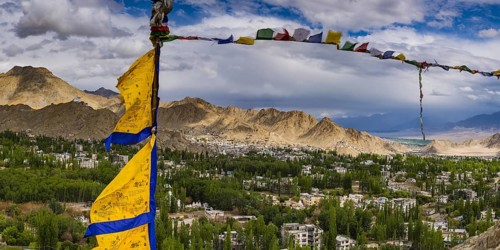 The Namgyal Tsemo Gompa monastery on Tsenmo Hill, a viewpoint over Leh, Ladakh, Jammu and Kashmir,