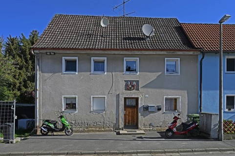 Coat of arms of the Buenau family on the former poorhouse, Forth, Middle Franconia, Bavaria,
