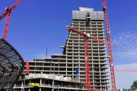 Elbtower, unfinished skyscraper in the east of Hamburg's Hafencity, designed by David Chipperfield,