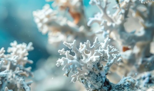 Coral bleaching due to pollution and rising sea temperatures AI generated