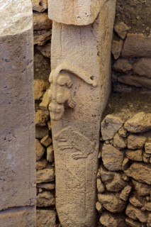 Gobekli Tepe neolithic archaeological site dating from 10 millennium BC, Massive stone pillars with