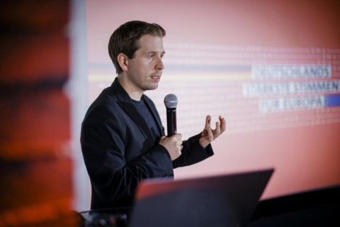 SPD Secretary General Kevin Kuehnert at the presentation of the European election campaign. Berlin,